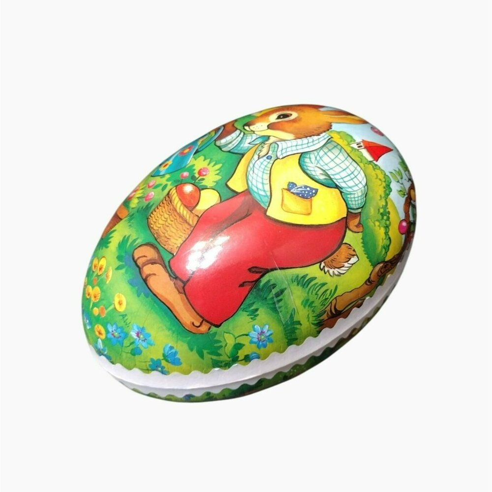 Vintage Nestler Easter Egg Box Rabbit Design 6" Made In Germany - Picture 2 of 8